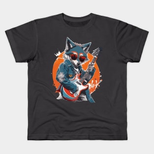 Wolf Play Guitar Kids T-Shirt